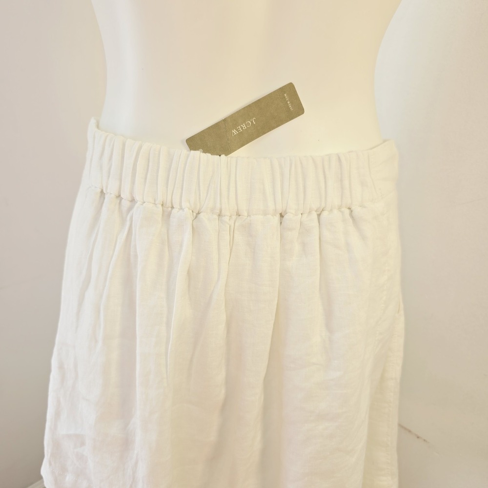 J Crew 100% Linen Drawstring Pull-On Waist Pockets Mini Skirt Size 4 Cream NWT - Picture 5 of 8